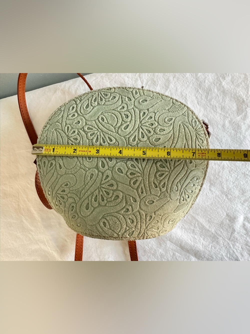 Genuine Leather Suede Embossed Leather Crossbody Bag Made and Purchased In Italy - Picture 7 of 11